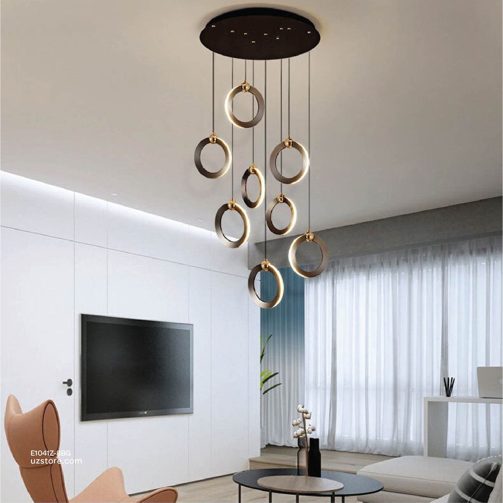 Chandelier 9700/8 BK+GD 3000K D50 H150 80W