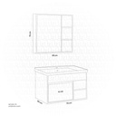 Wash Basin With Cabinet & Mirror with shelf 70 CM Grey 8820-70