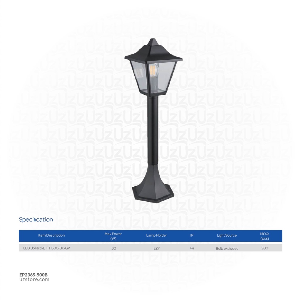 OPPLE LED Outdoor Bollard Light E III H500 BK GP 703000002810
