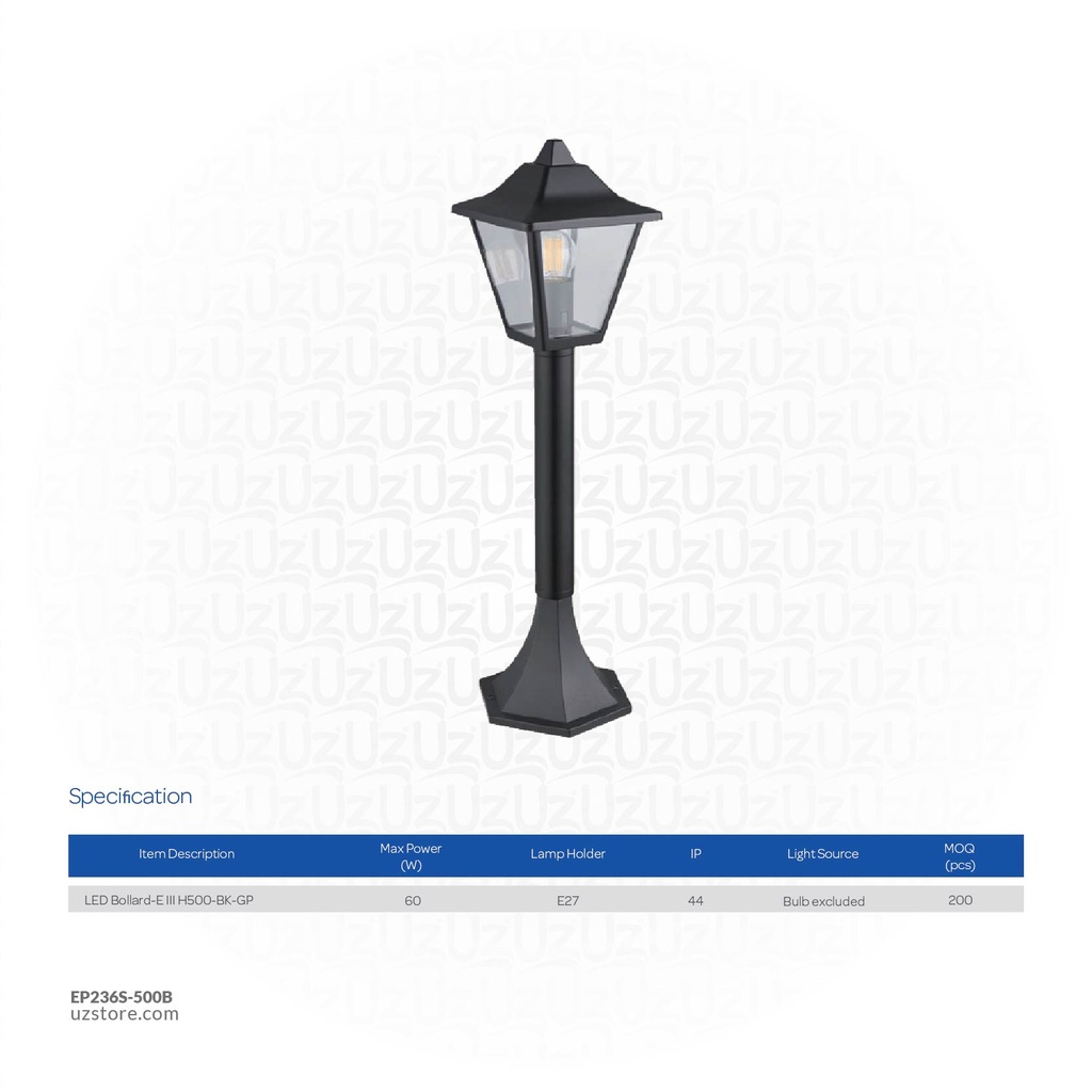 OPPLE LED Outdoor Bollard Light E III H500 BK GP 703000002810