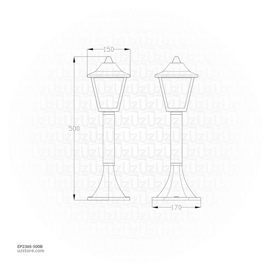 OPPLE LED Outdoor Bollard Light E III H500 BK GP 703000002810