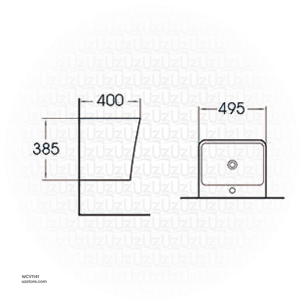 Vlavu Wall-hung basin
 Fixing to wall with back 495x400x385mm CB. 39.0022