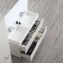Polymarble Double WashBasin with Polywood Cabinet and Led Mirror KZA-1701120 1200*450*580