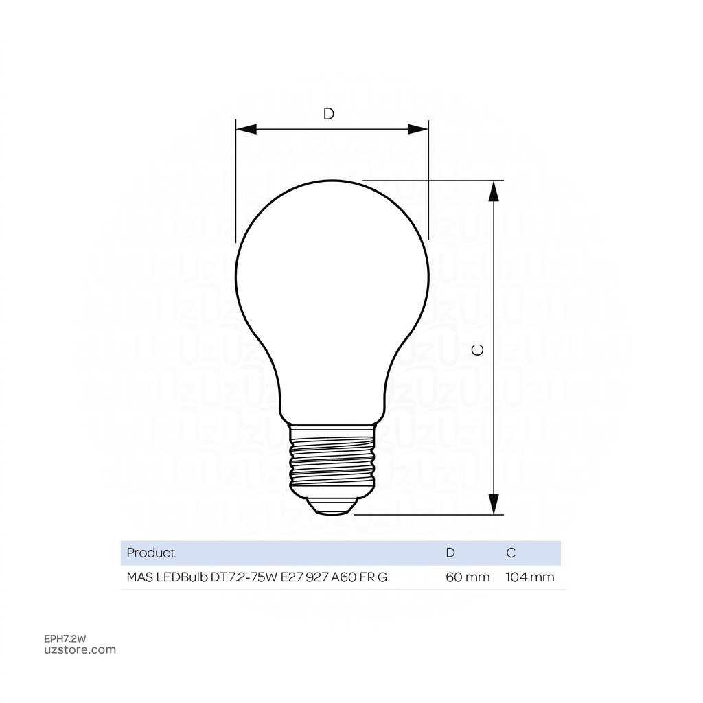 Philips Master Glass LED Bulb DT7.2-75W E27 927 A60 FR G Warm white