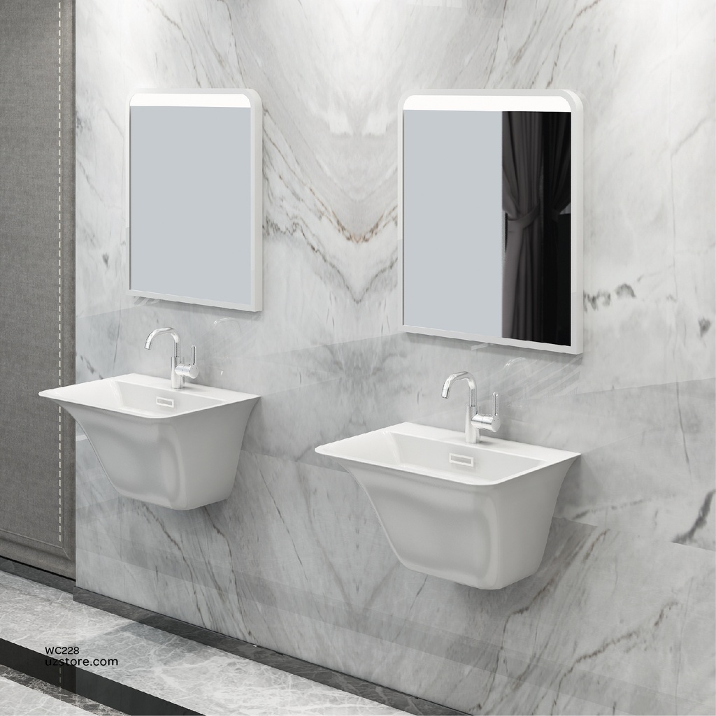 PolyMarble WashBasin, LED Mirror and Shelf KZA-1855060 600*450*350