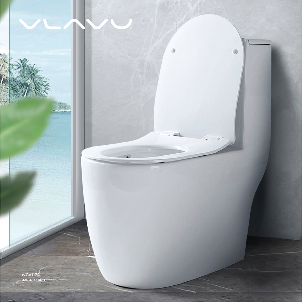 Vlavu washing down one-piece toilet
 S-trap 250mm , UF seat cover 690x370x795mm CB. 12.0002