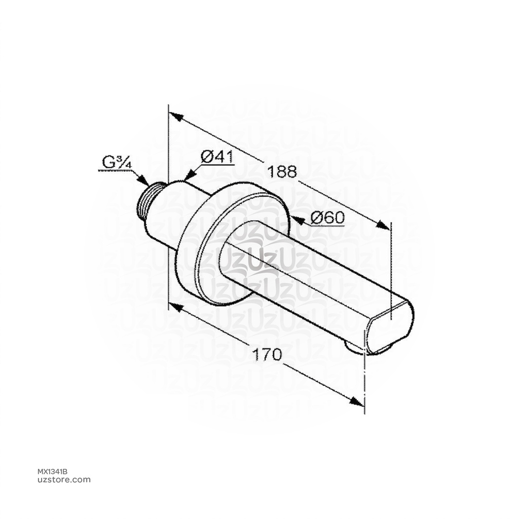 Kludi RAK Wall Mounted Bath Spout DN1510007.BK2 Black