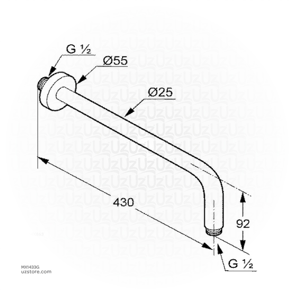 Kludi RAK Shower arm 400 mm 12013.GD1 Gold