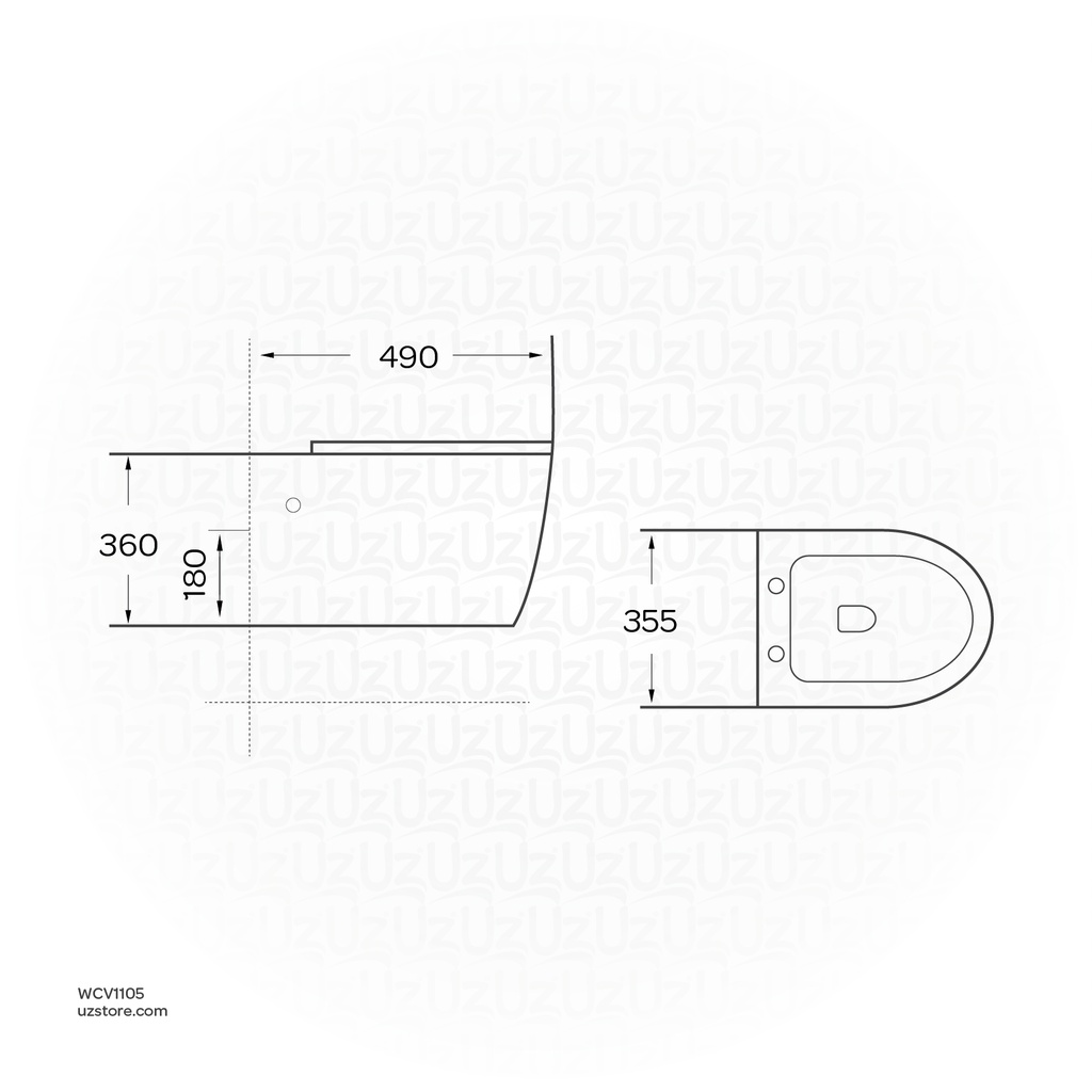 Vlavu wall-hung toilet ( WC ) P-trap 180mm , UF seat cover  490*360*355mm CB.16.0021