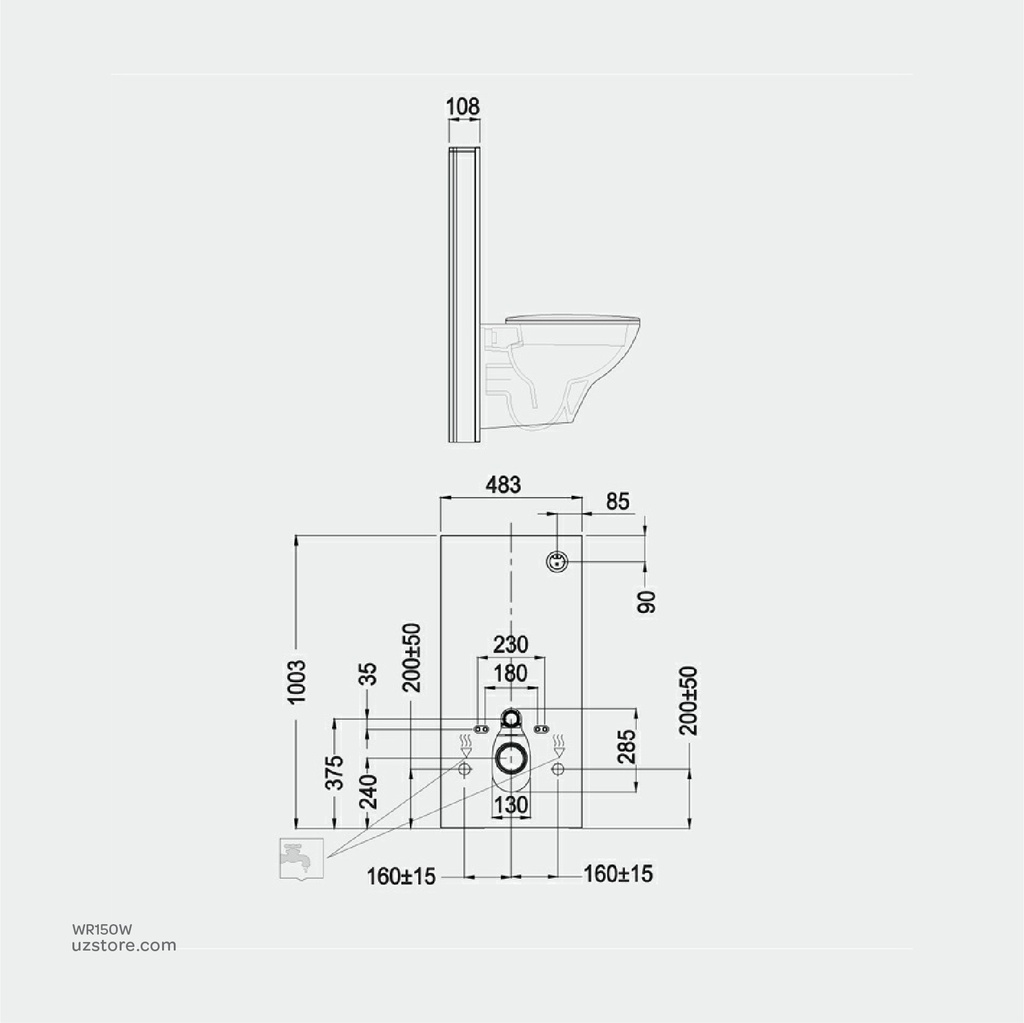 RAK Wall Hung Cabinet Cistern White FS04RAKCABWHT