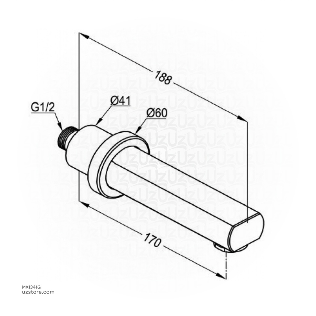 WALL MOUNTED Bath Spout DN 15 RAK10007.GD1 Gold