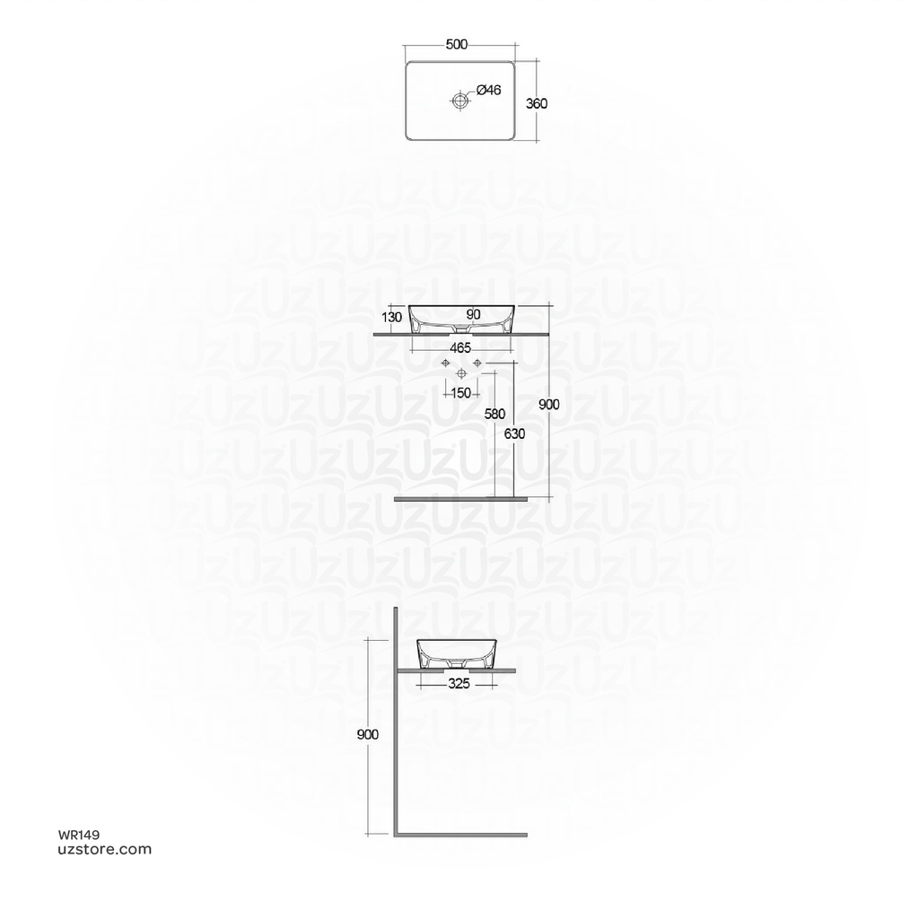 RAK Ceramic Feeling Counter Top Wash Basin Rectangle 50CM - FEECT5000AWHA