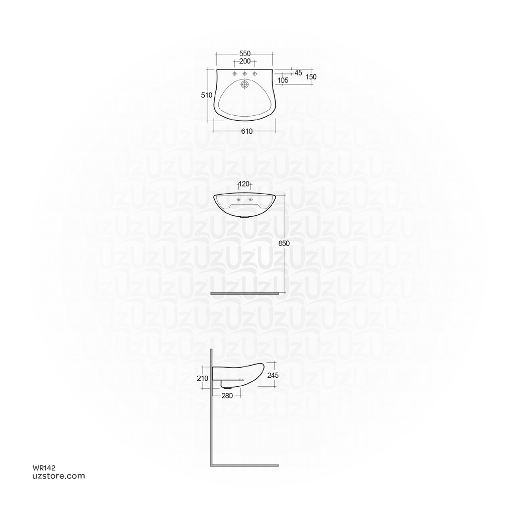 RAK Ceramic BELLA DISABLED WASH BASIN WALL HUNG 61CM BL0101AWHA-SMHABA02