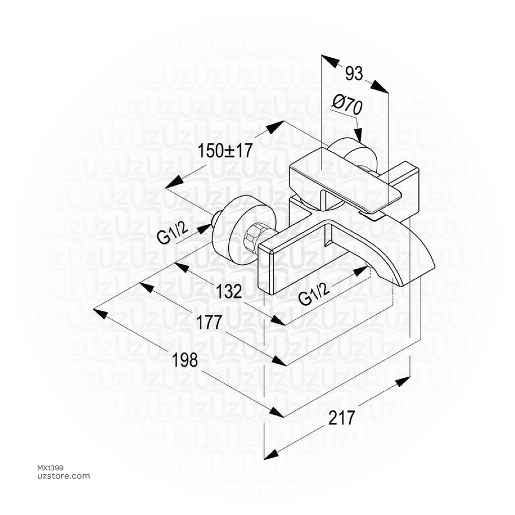 Kludi RAK Profile Star 14102 BK1 Single Lever Bath & Shower Mixer Black