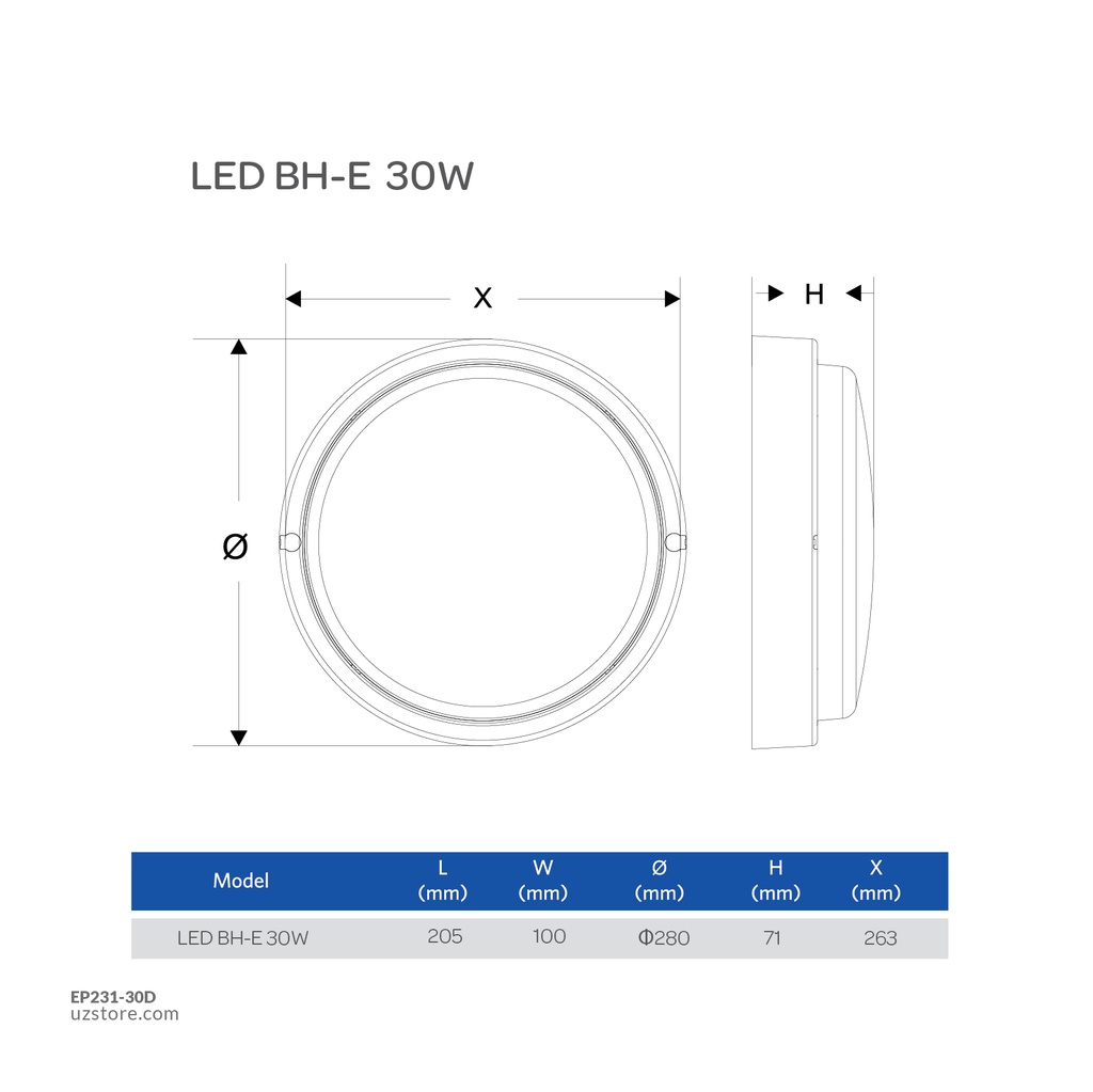 OPPLE LED bulkhead-E 30W-6500-FR-GP Daylight