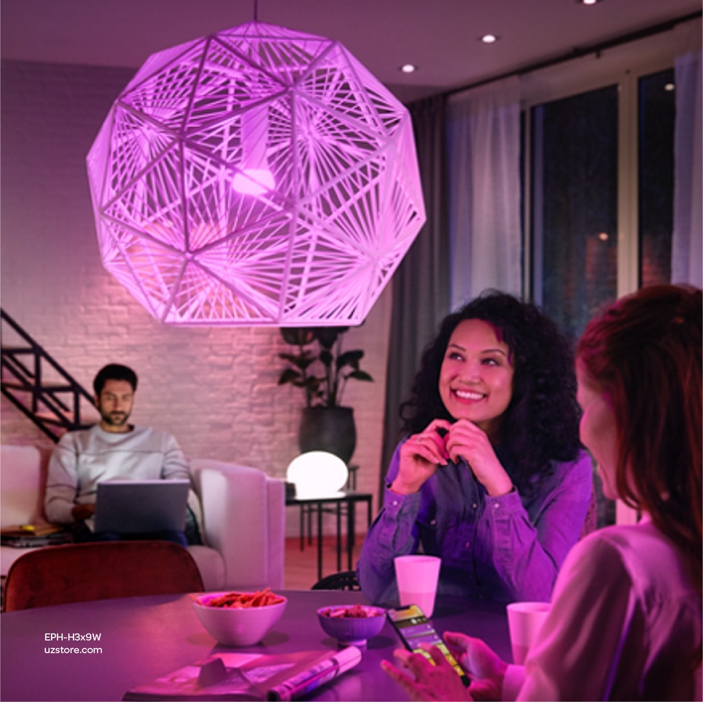 Philips Hue Uae White & Colour Ambiance Led Smart Bulb Starter Kit (3 Bulbs & Bridge) 929002216817