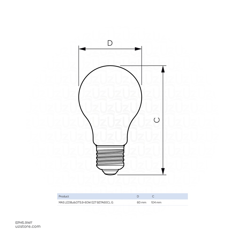 Philips MASTER Glass LED bulbs MAS LEDBulbDT5.9-60W E27 927A60CL G