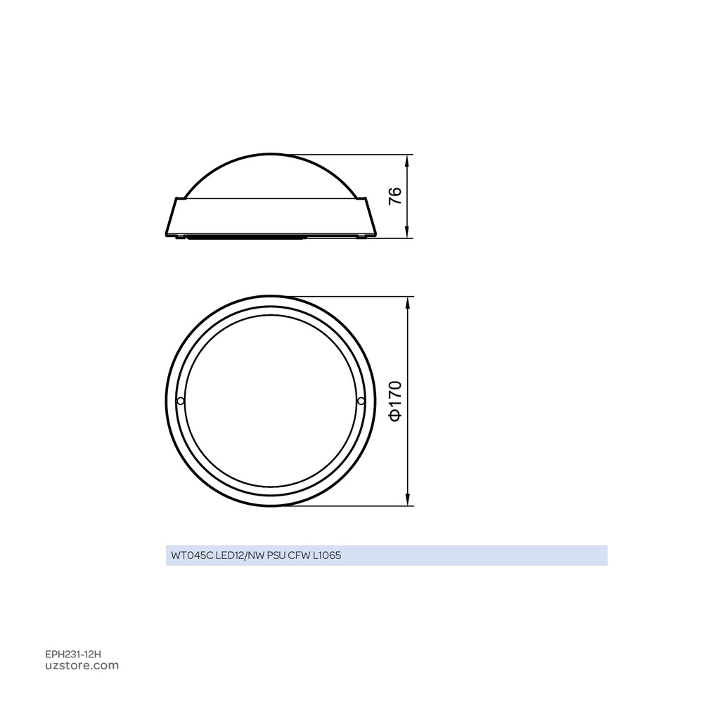 Philips LED Bulkhead Light 12W Half white WT045C LED12/NW PSU CFW L1065
