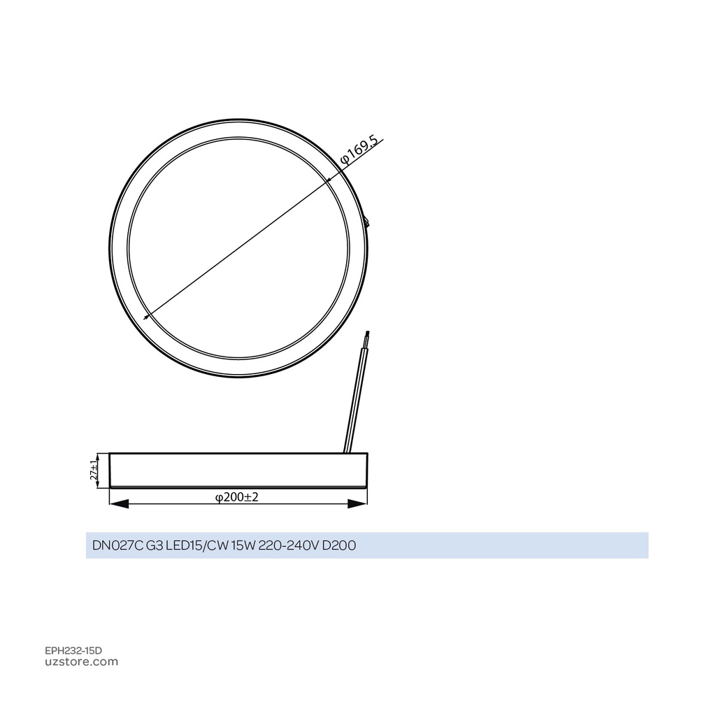 PHILIPS LED Surface Light Round 15W Daylight DN027C G3 LED15/CW 15W 220-240V D200 - 929002676538