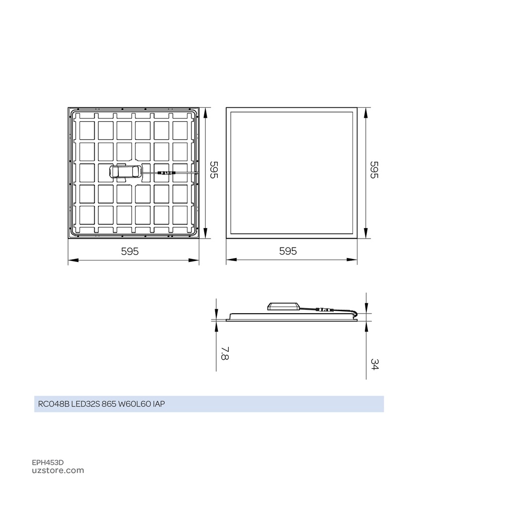 Philips LED 60X60 Panel  Daylight 6500K RC048B LED 60X60 CW PSU