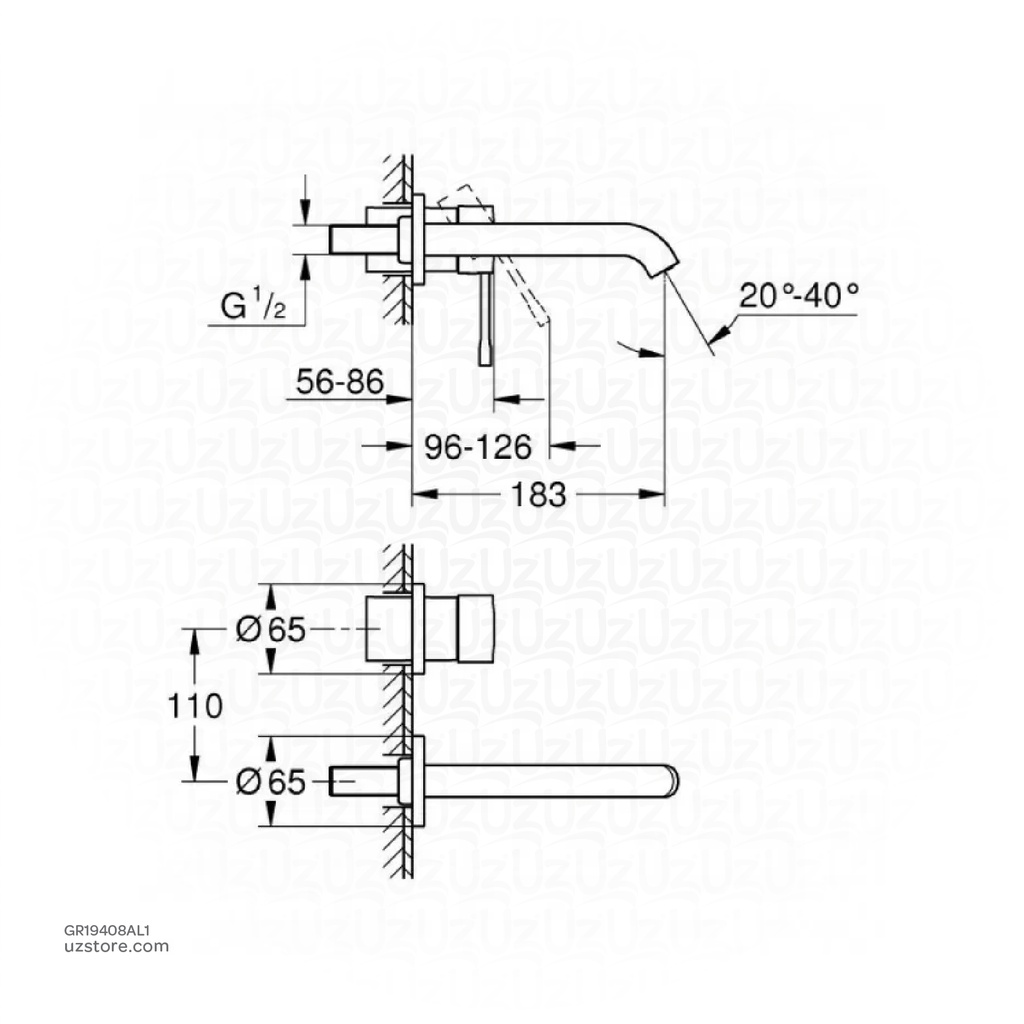 GROHE Essence New OHM trimset basin 2-h 5,7l M 19408AL1