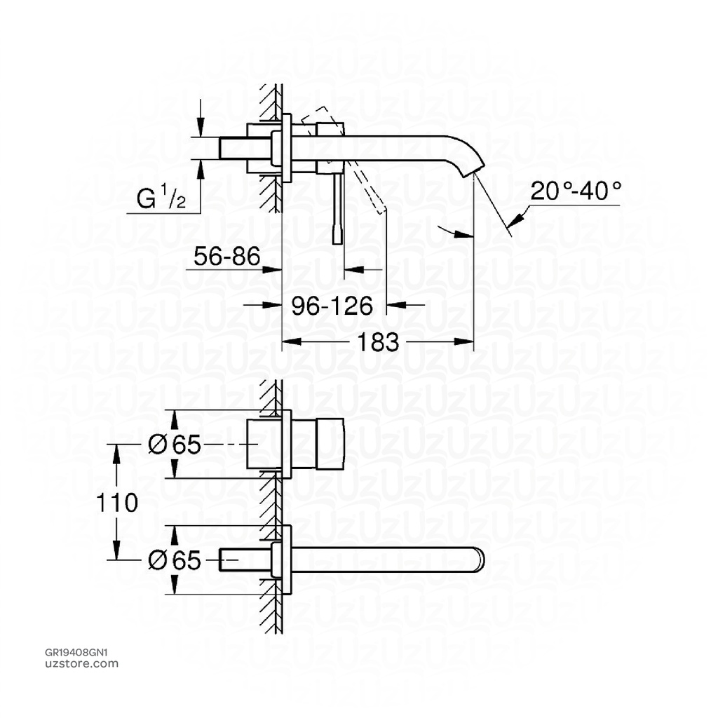 GROHE Essence New OHM trimset basin 2-h 5,7l M 19408GN1