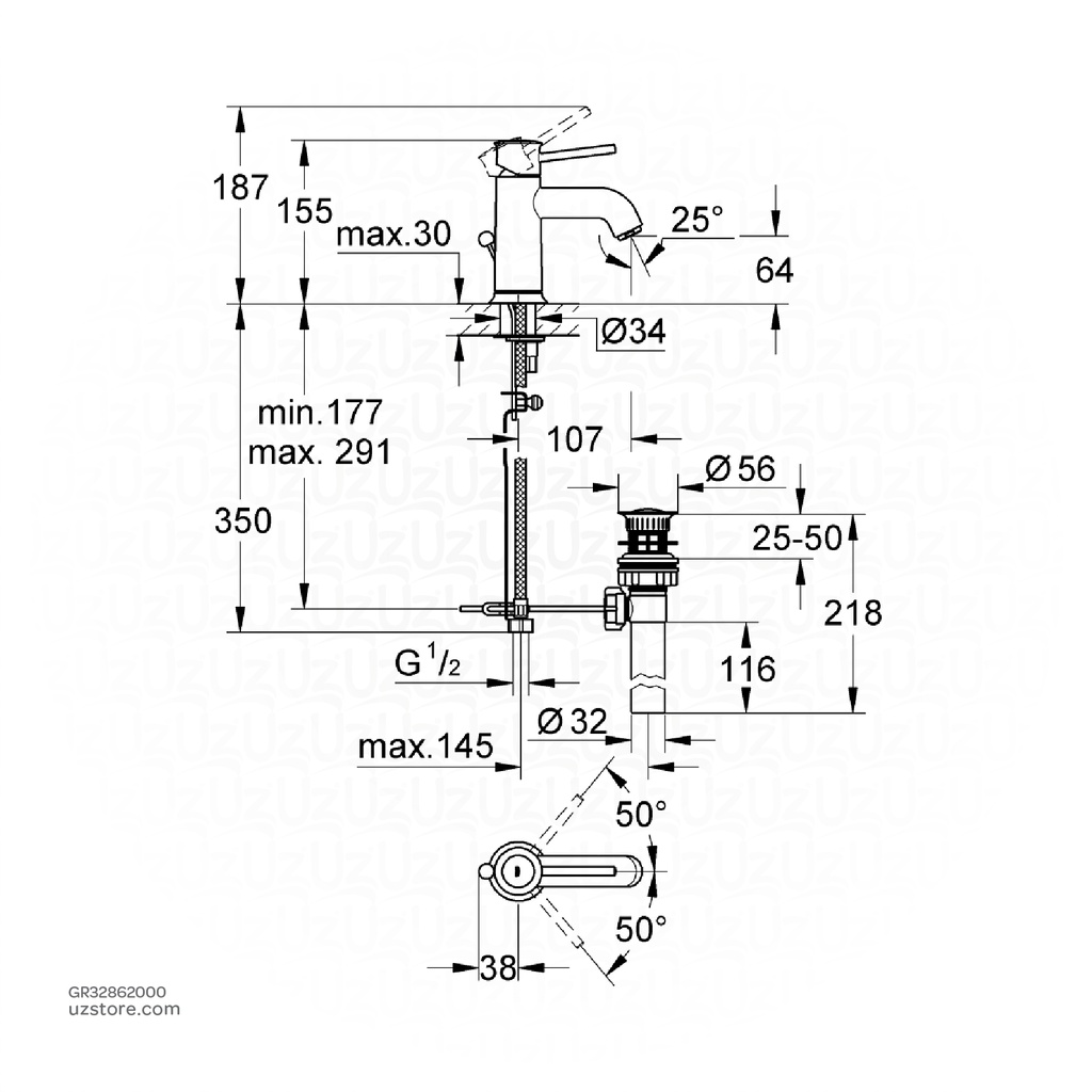 GROHE BauClassic OHM basin 32862000