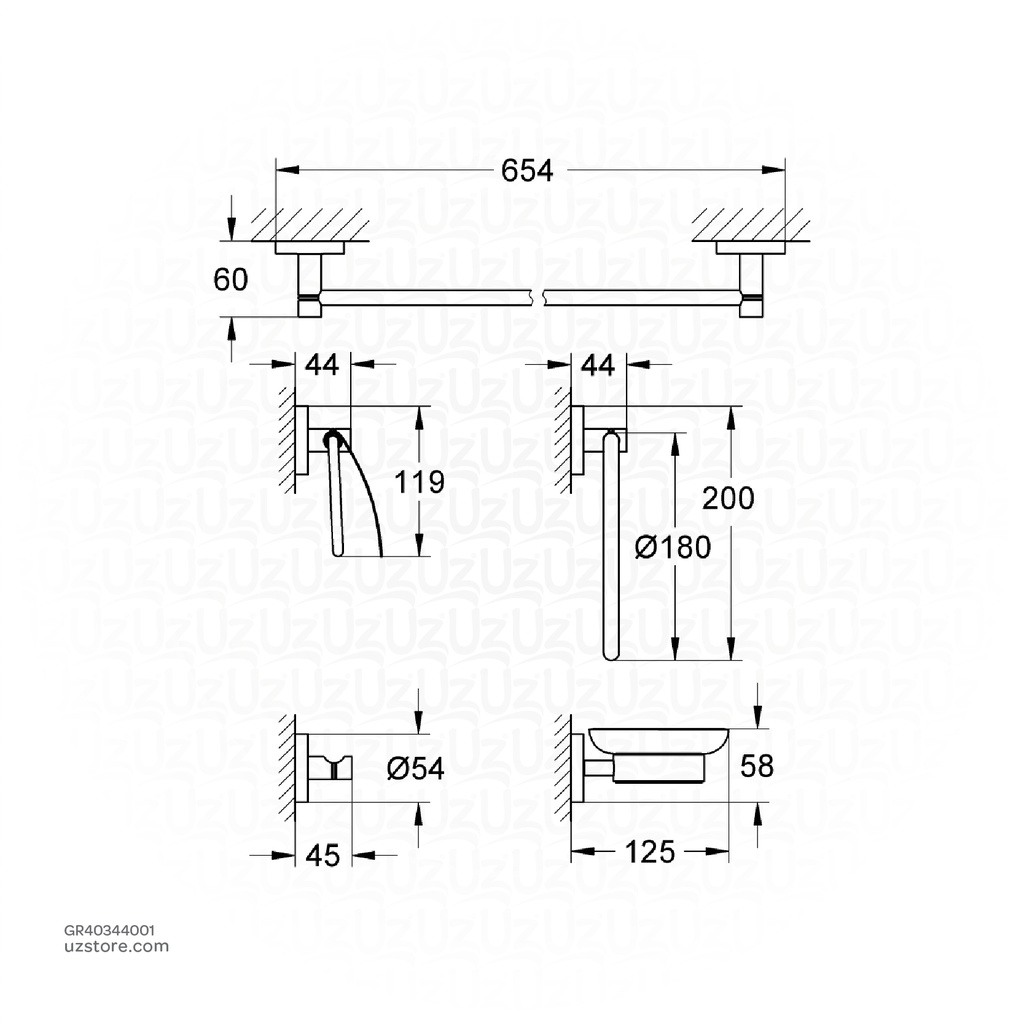 GROHE Essentials Accessories Set Master 5-in-1 40344001