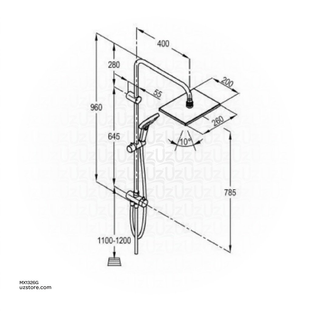 DUAL SHOWER SYSTEM L=1300mm RAK48001