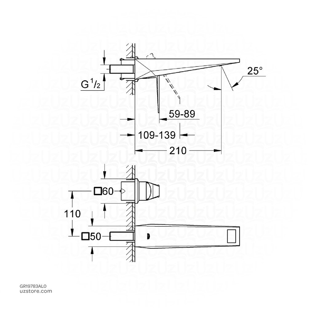 GROHE Allure Brilliant OHM trimset basin 2-h L 19783AL0