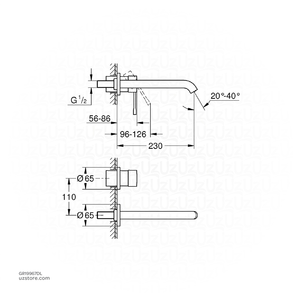 GROHE Essence New OHM trimset basin 2-h 5,7l L 19967DL1