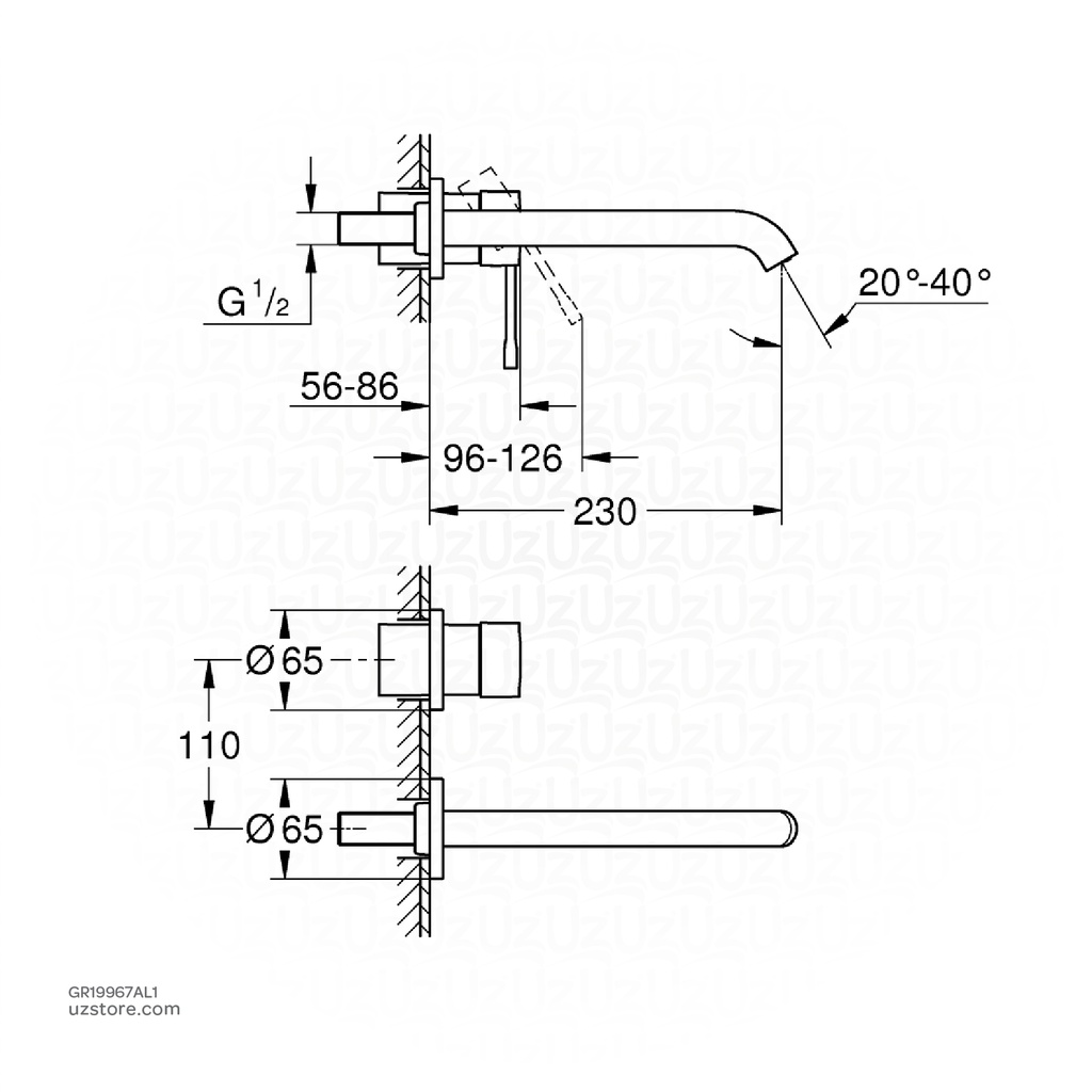 GROHE Essence New OHM trimset basin 2-h 5,7l L 19967AL1