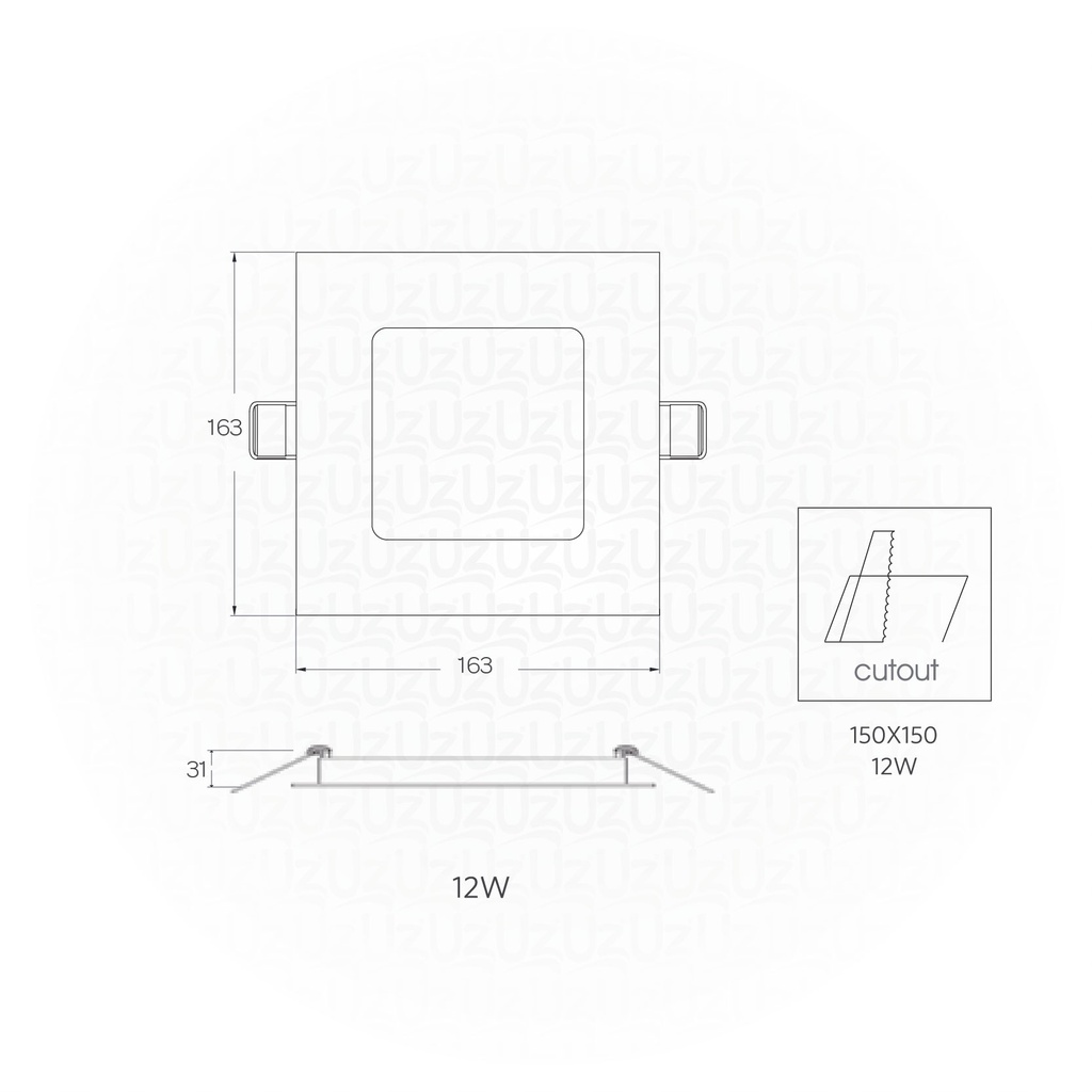 OPPLE Surface light Square Sm-ESII S150-12W-6000-WH-NV Daylight