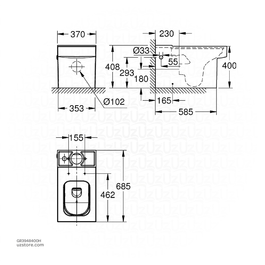 GROHE Cube Cer WC cls cpld riml univ.outl soCl 3948400H