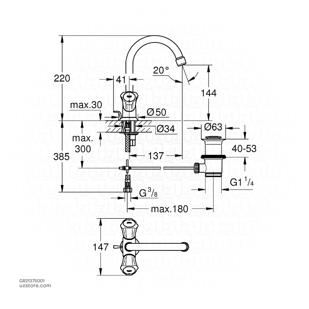 GROHE Costa L 2hdl basin 21375001