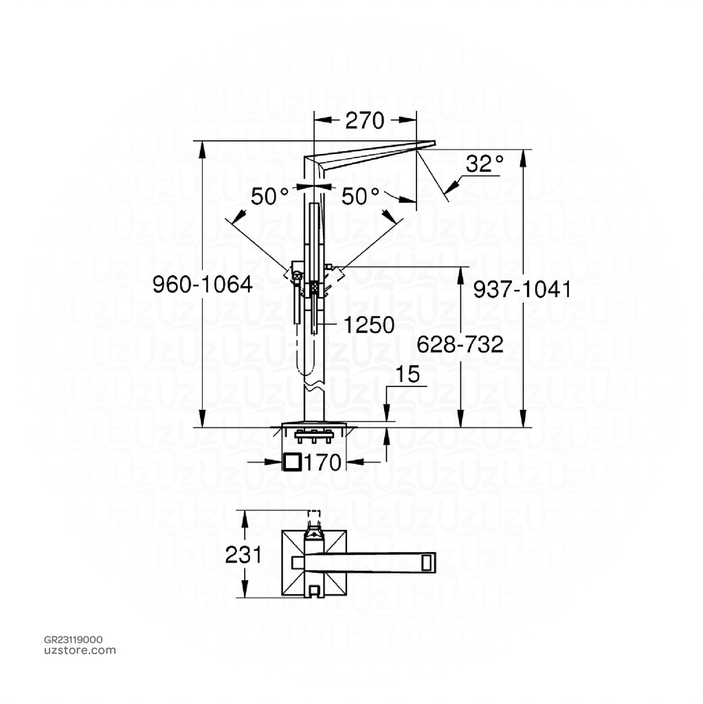 GROHE Allure Brilliant OHM bath freestand. 23119000