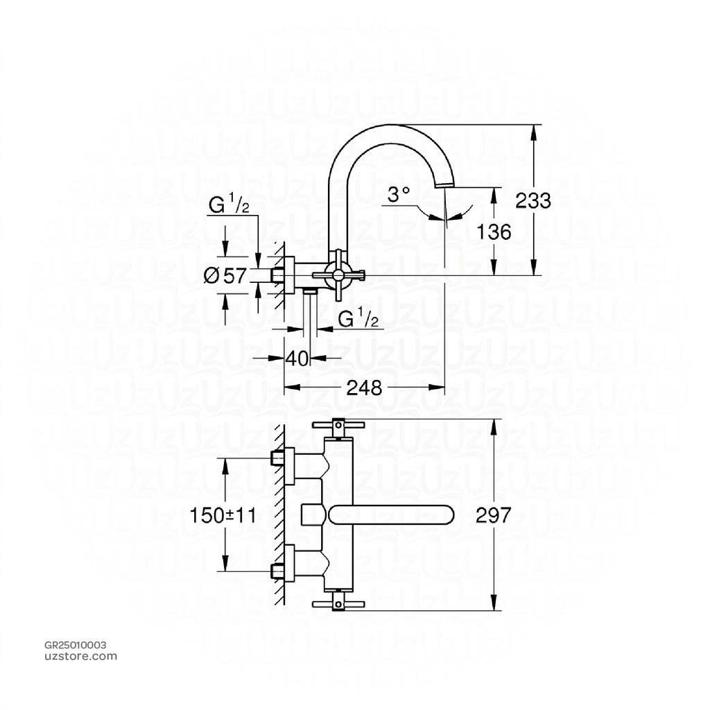 GROHE Atrio New 2hdl bath exp 25010003