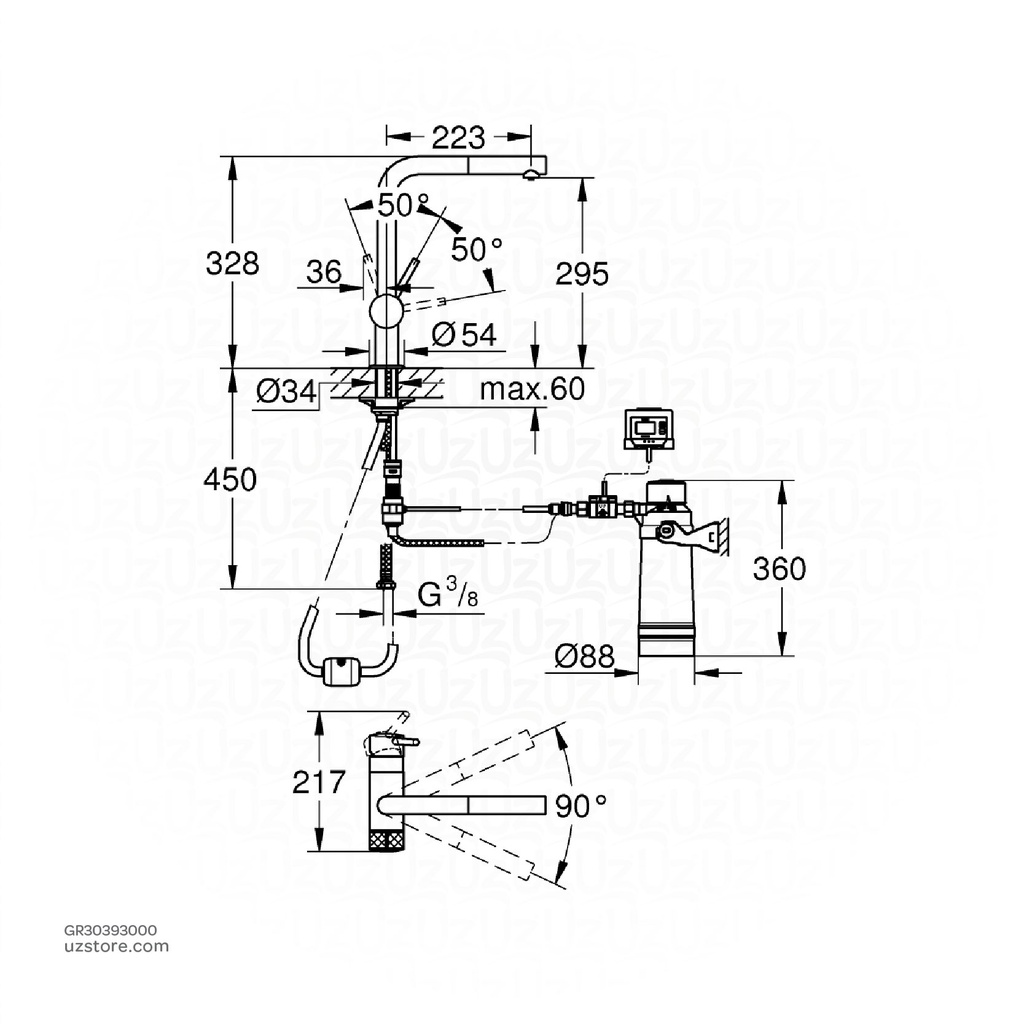 GROHE Blue Pure Minta L-sp pull-out mous 30393000