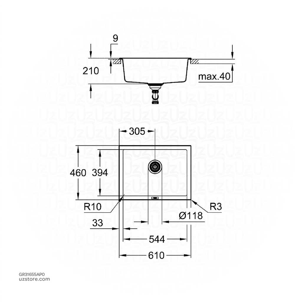 GROHE K700U Sink 70 -C 61/45,7 1.0 31655AP0