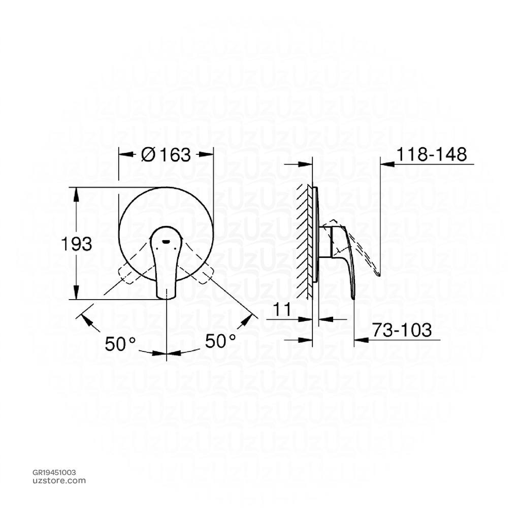 GROHE Eurosmart OHM trimset shower19451003