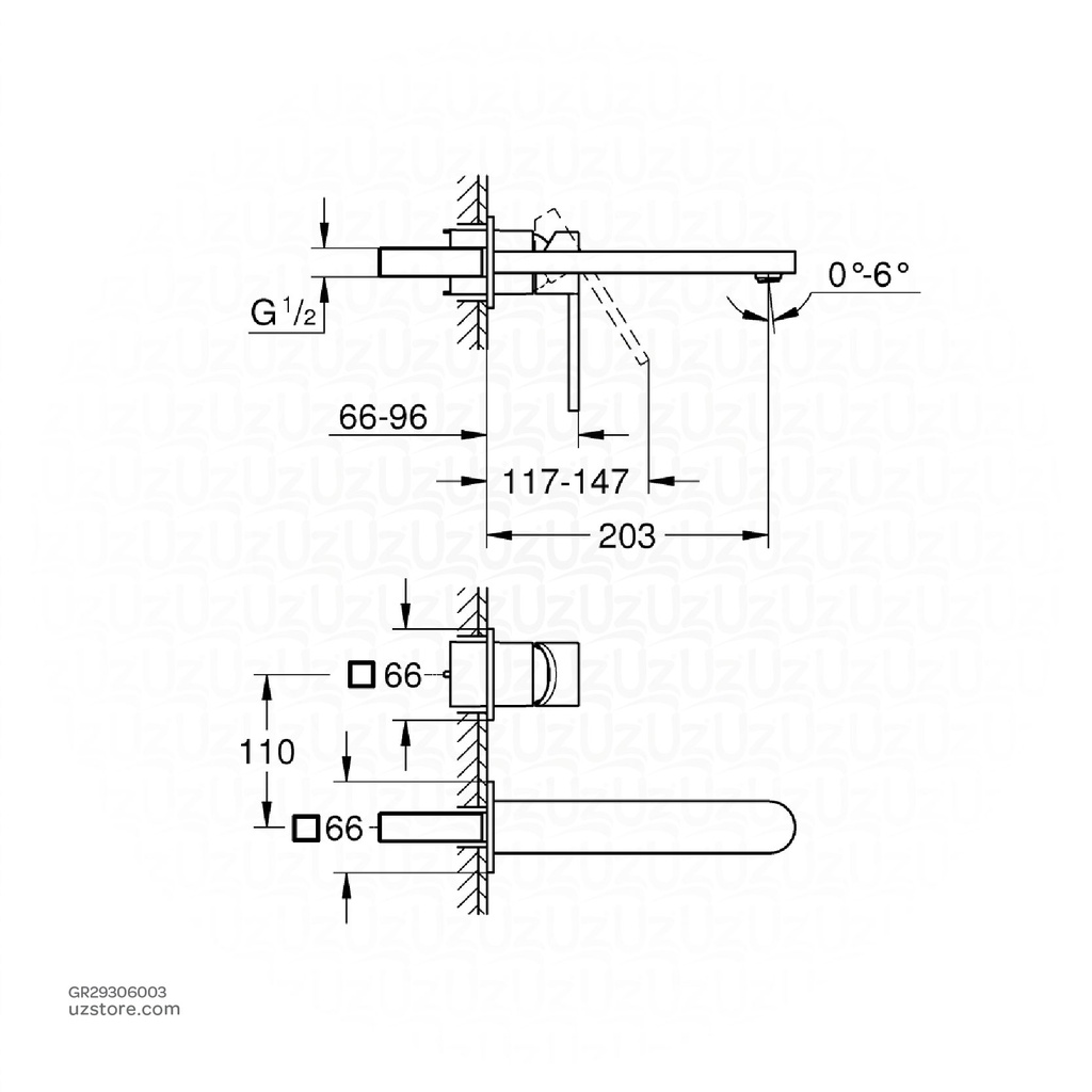 GROHE Plus OHM trimset basin 2-h 5,7l L 29306003