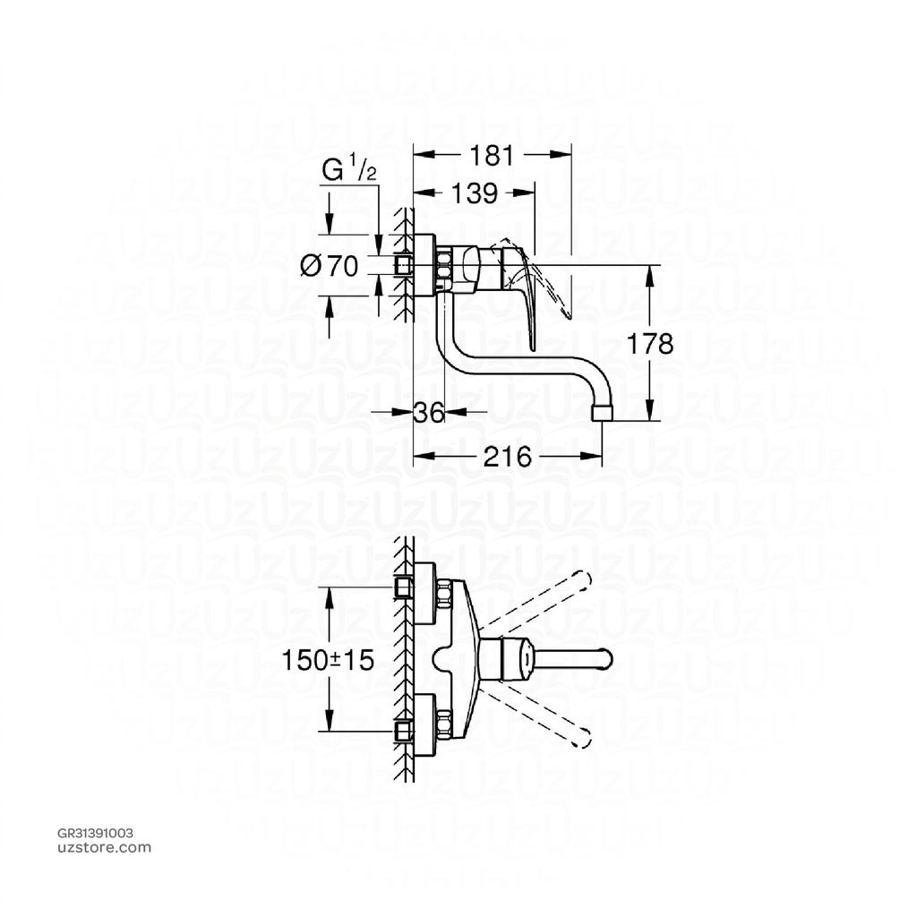 GROHE Eurosmart OHM sink exp 31391003