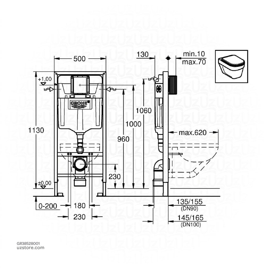 GROHE Rapid SL, WC, 1,13m 3-6 l 38528001