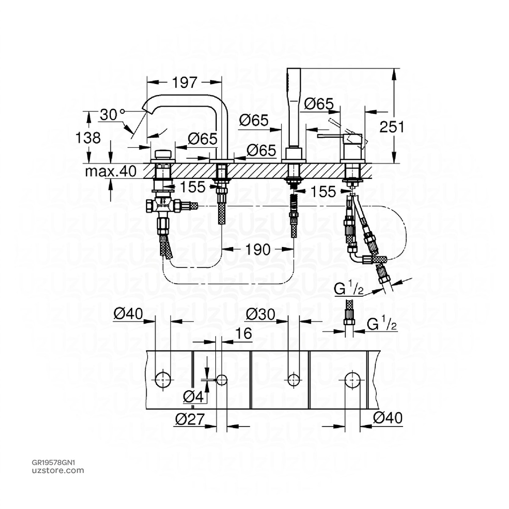 GROHE Essence New OHM bath 4-h 19578GN1