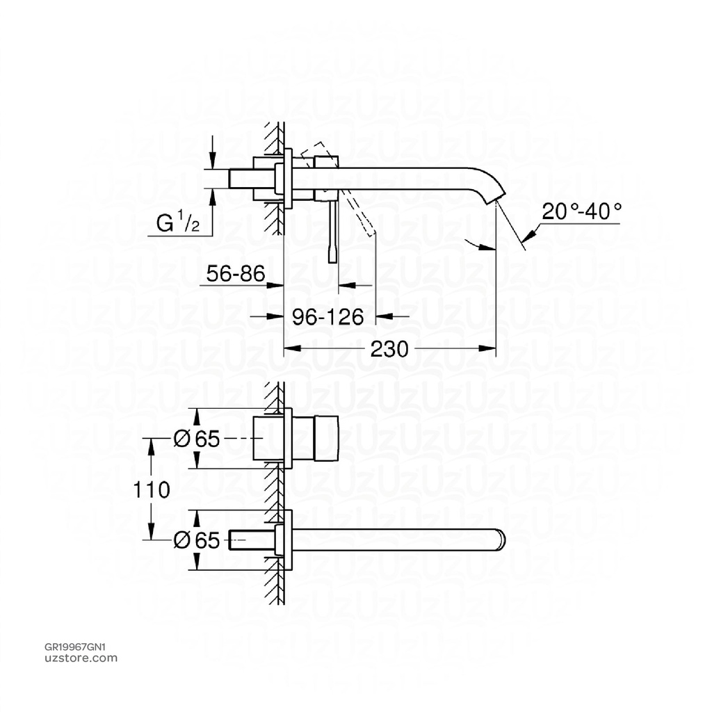 GROHE Essence New OHM trimset basin 2-h 5,7l L 19967GN1