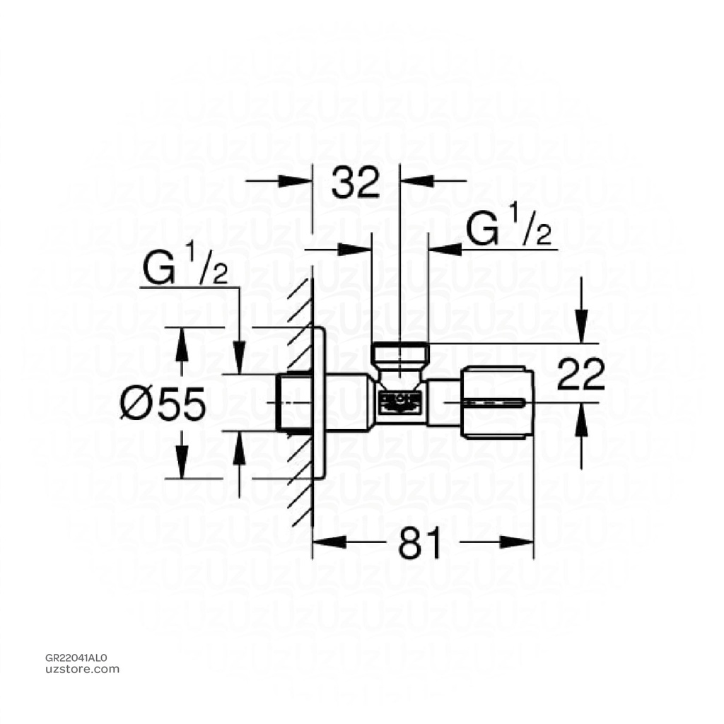 GROHE angle valve 1/2" x 1/2"22041AL0