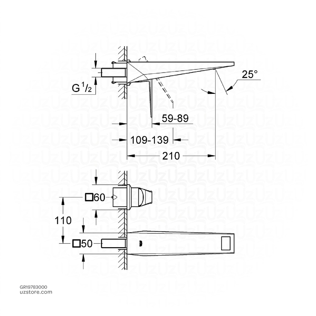 GROHE Allure Brilliant OHM trim basin 2h wall 19783000