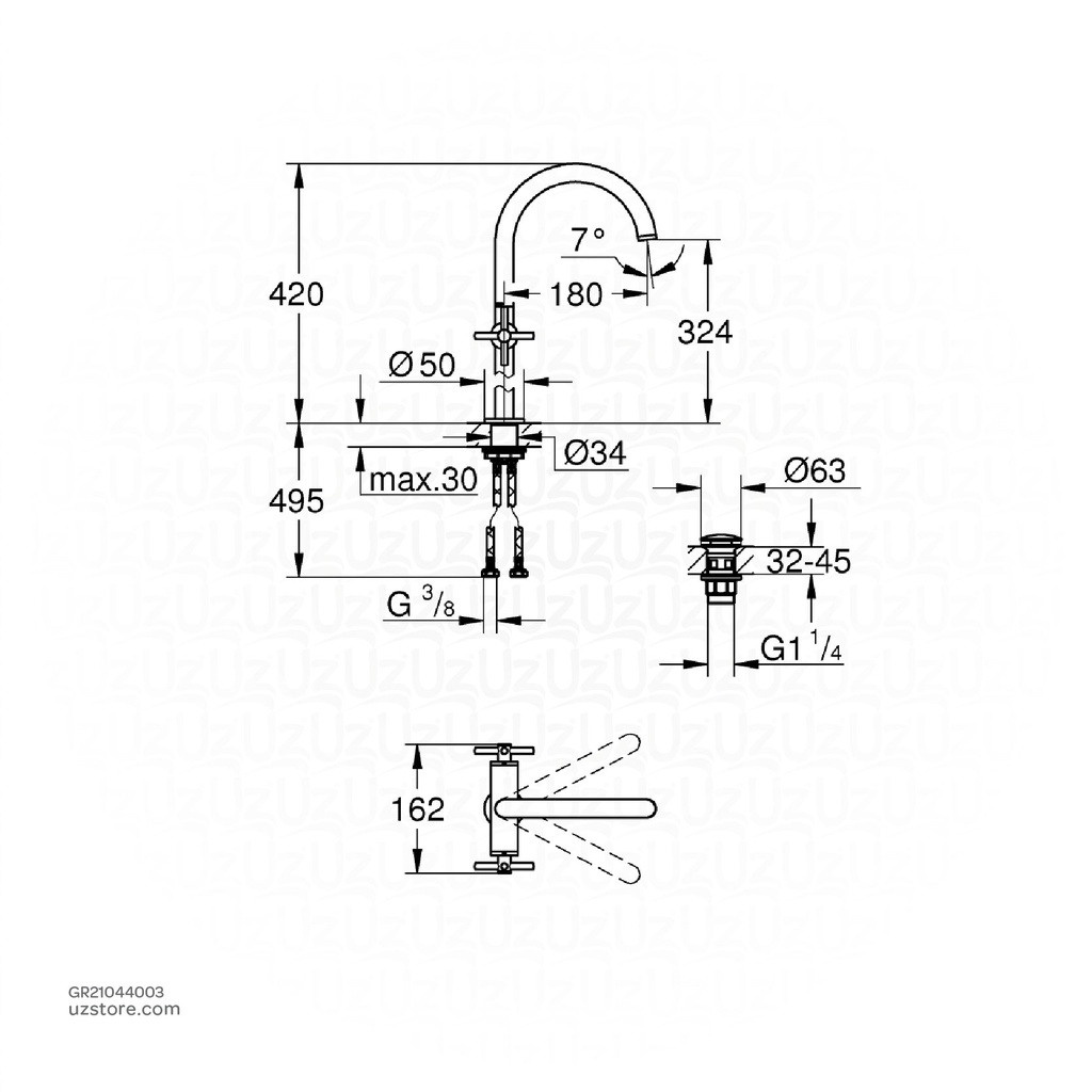 GROHE Atrio New 2hdl vessel basin smth b XL 21044003