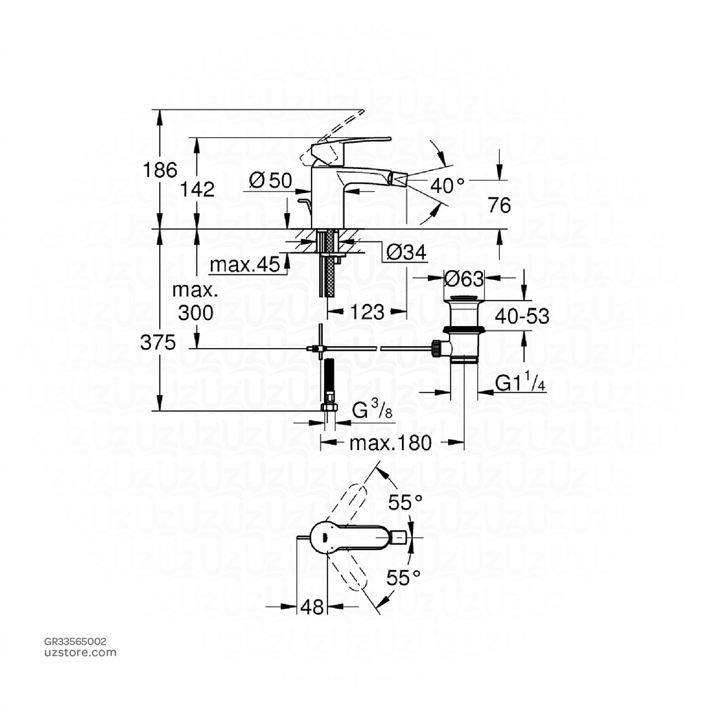 GROHE Eurostyle Cosmopolitan OHM bidet 33565002