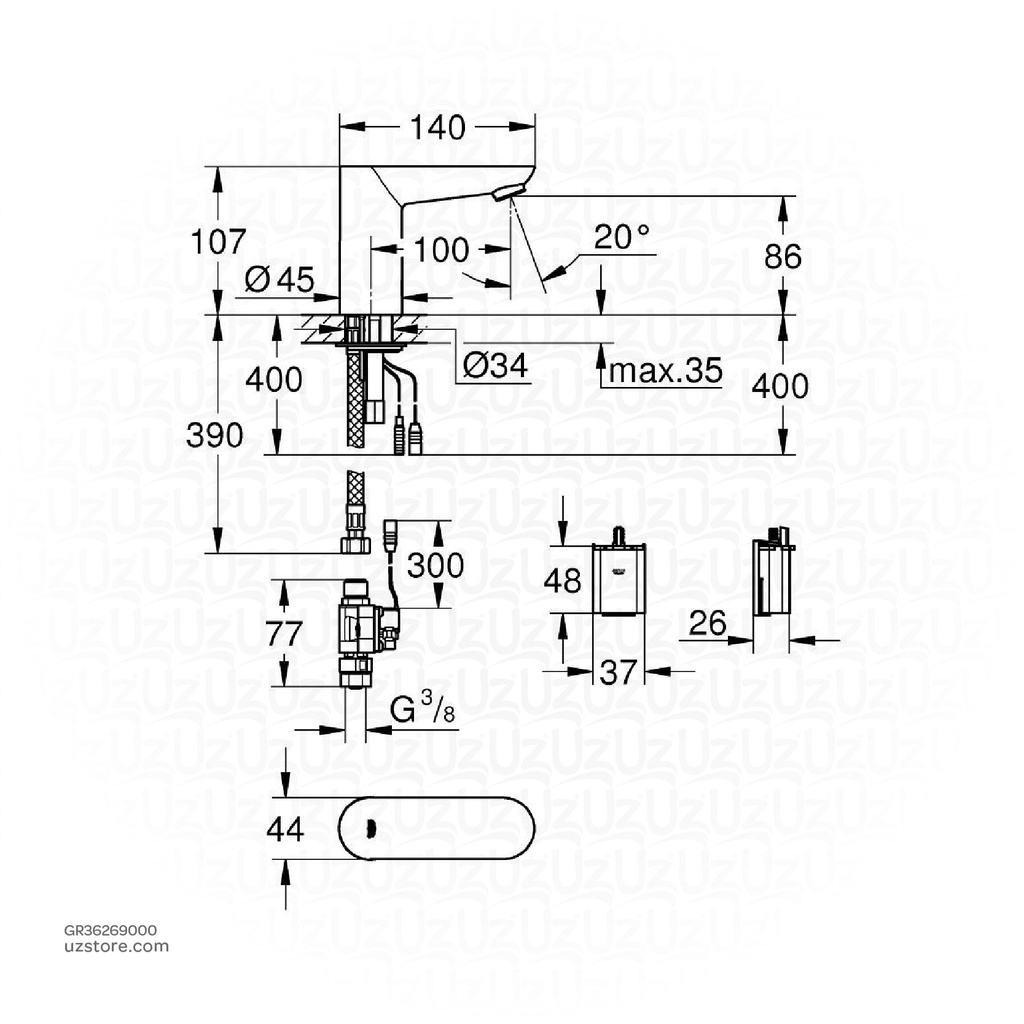 GROHE Euroeco CE electronic fitting basin 36269000